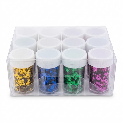 Sclipici stelute decorative colorate borcanel unghii creatie nail art 12 buc Adison
